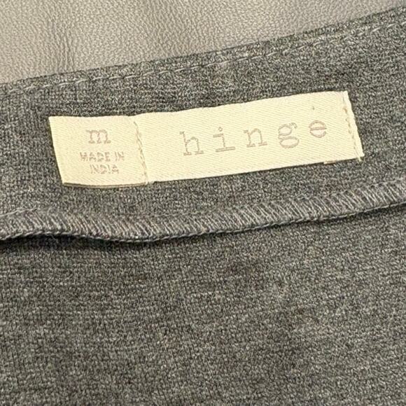 Hinge Leather Skirt Size Medium Mixed Fabric Grey Skater Side Zip Y2K - Picture 4 of 6
